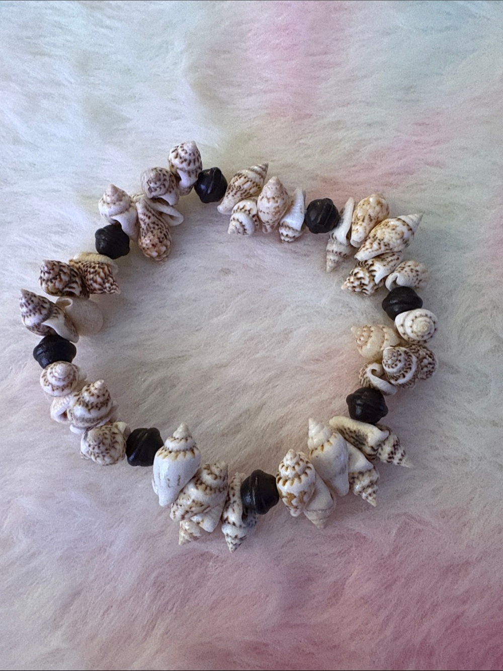 Hand Crafted White and Black Seashell Bracelet